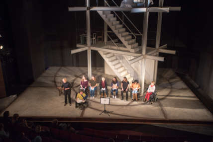 Birds eye view of cast on stage from Sphinx Festival