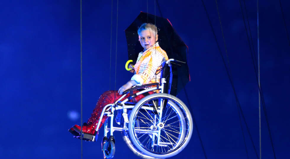 A photo of Nickie Miles-Wildin as Miranda, in the London 2012 Paralympic Games Opening Ceremony
