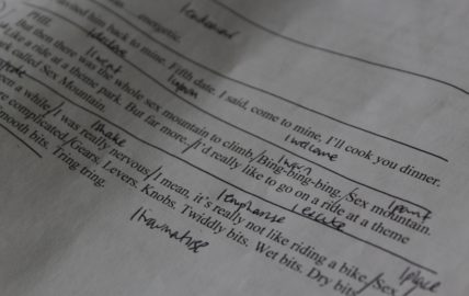 Close up image of a script