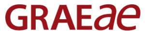 Logo for Graeae, which just reads 'GRAEae' in a maroon font. 